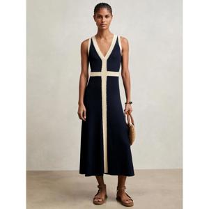 REISS Lou Craft-Stitch Knitted Midi Dress